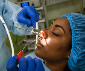 Patient receiving sinus surgery