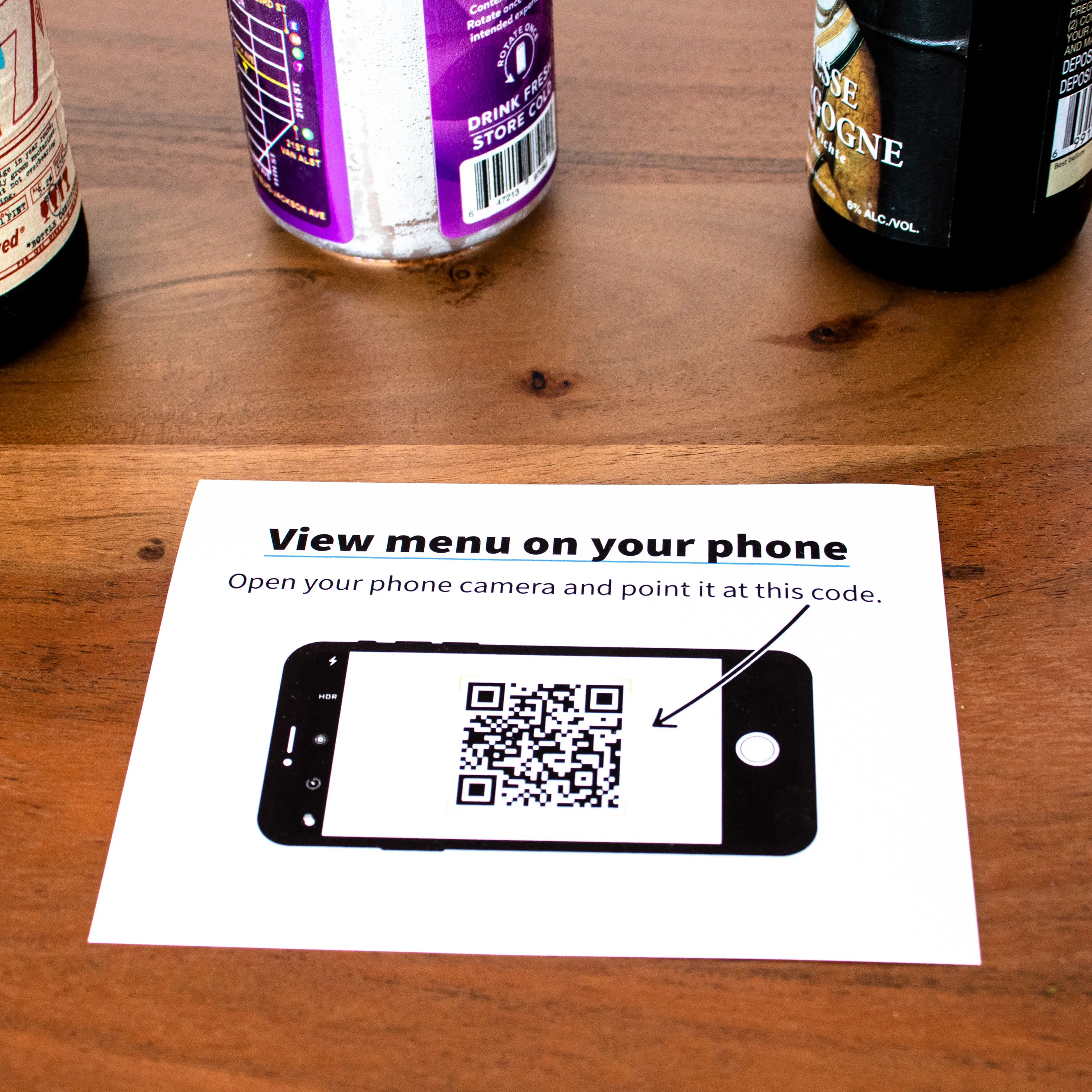 QR menu sticker with step-by-step scanning instructions