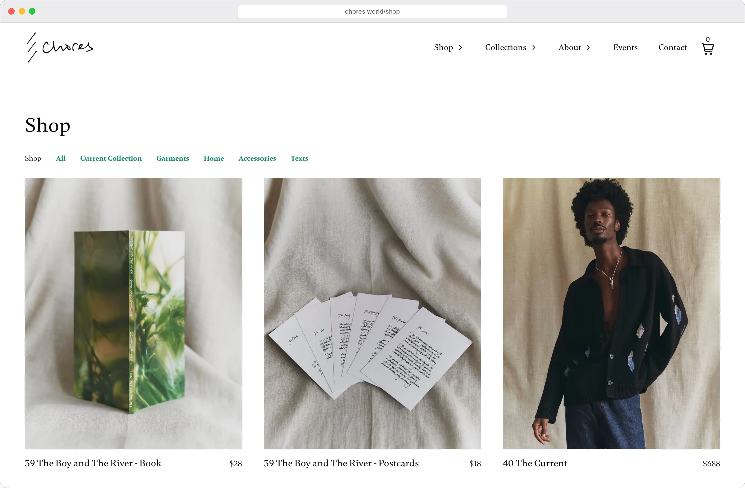 Chores shop page
