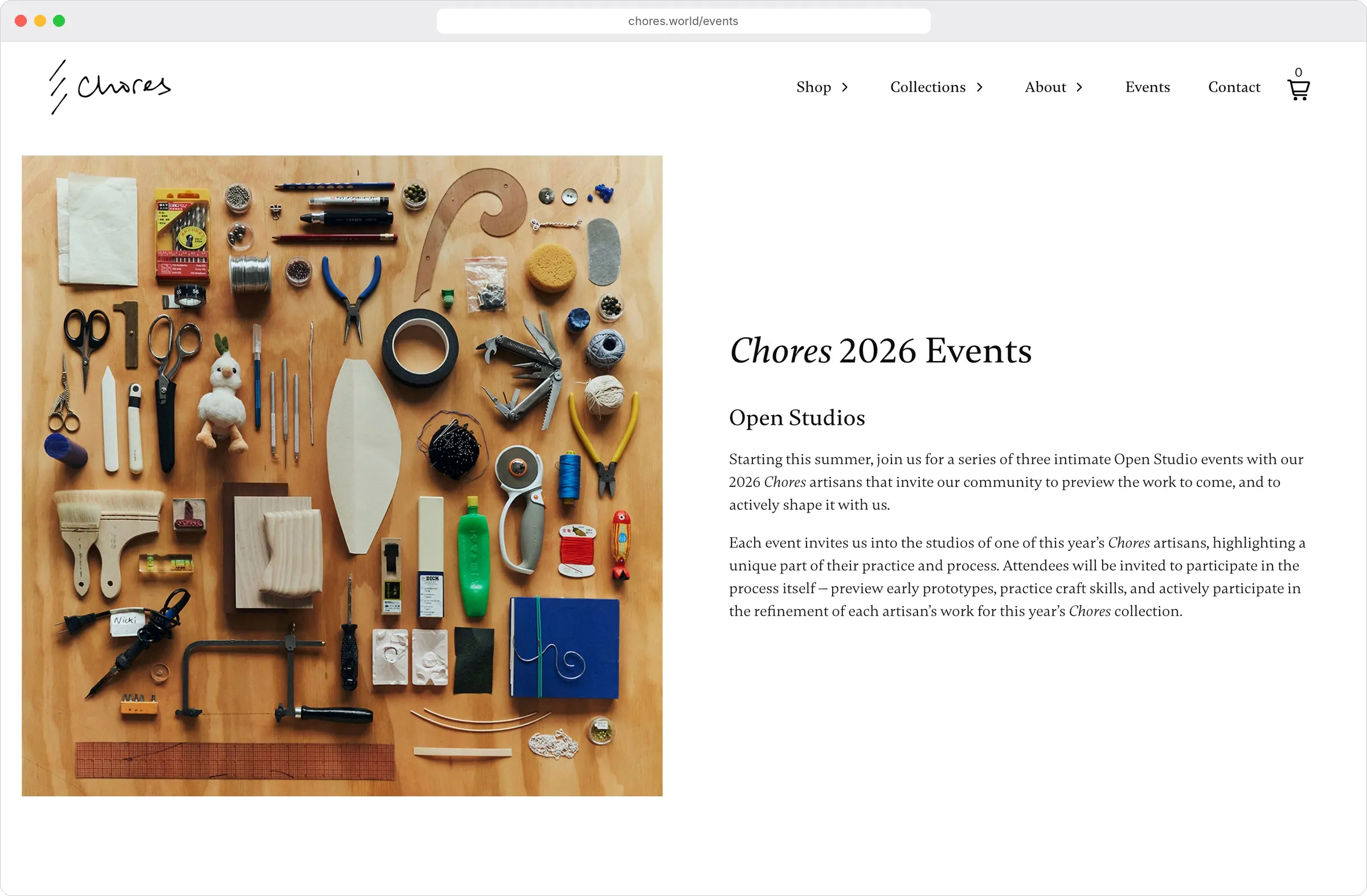 Chores events page
