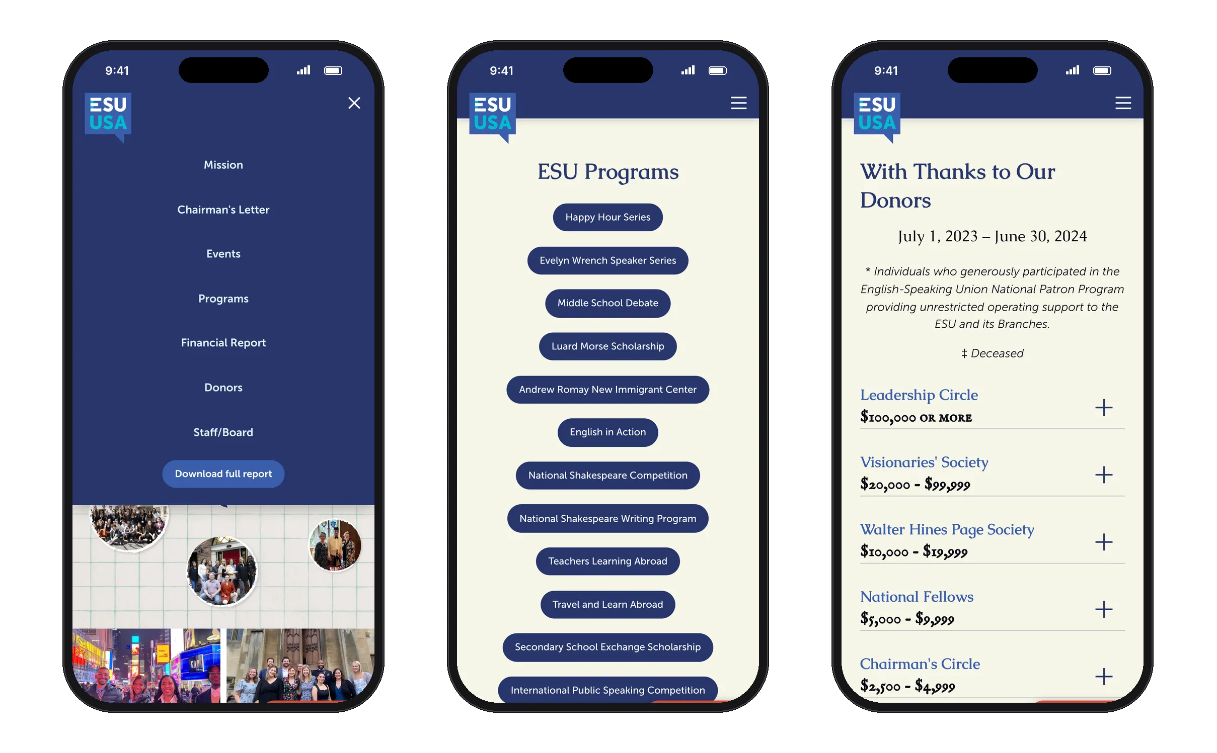 ESU web report on three phones