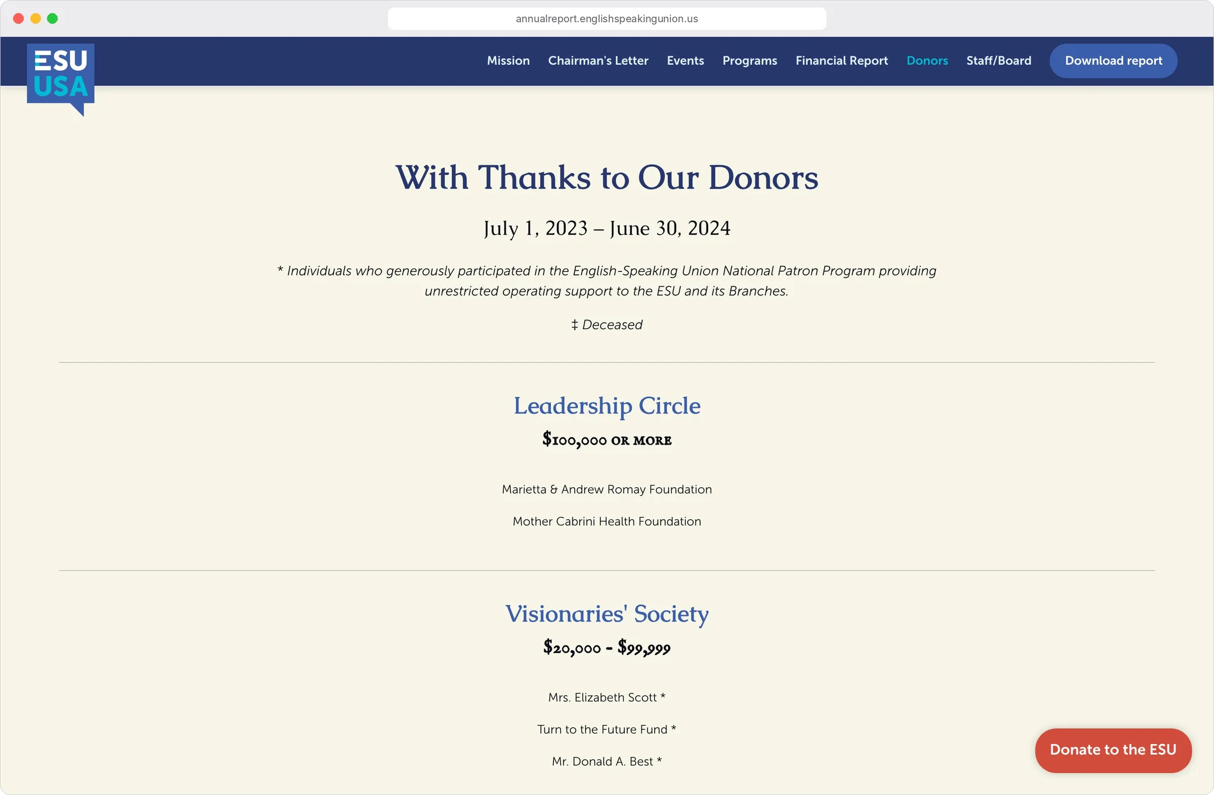 ESU donor listings