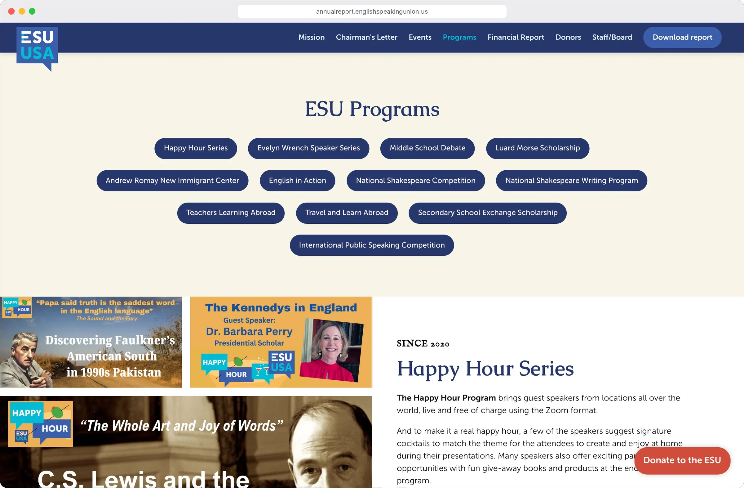 ESU program navigation buttons