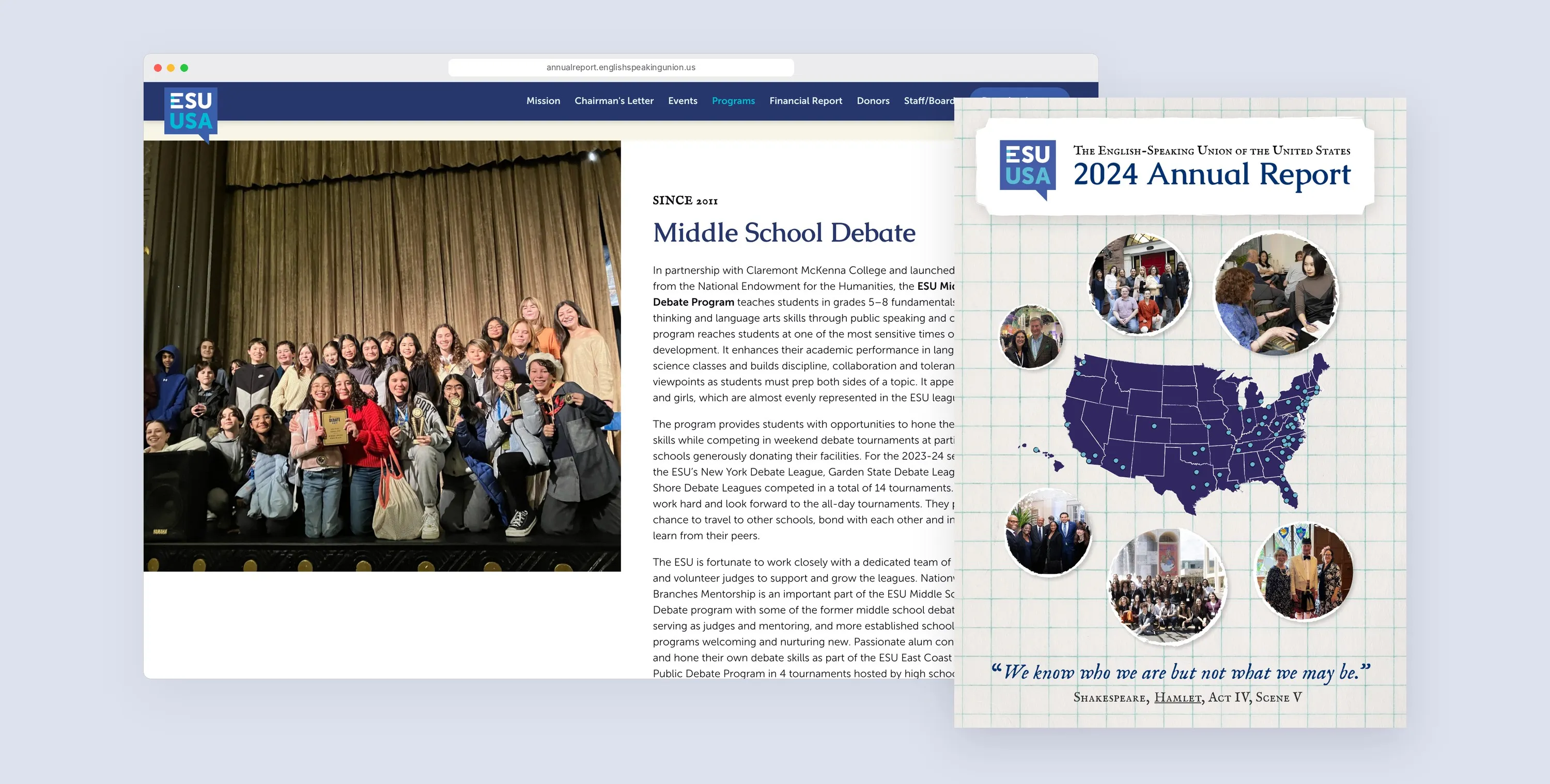 ESU web annual report on desktop and mobile