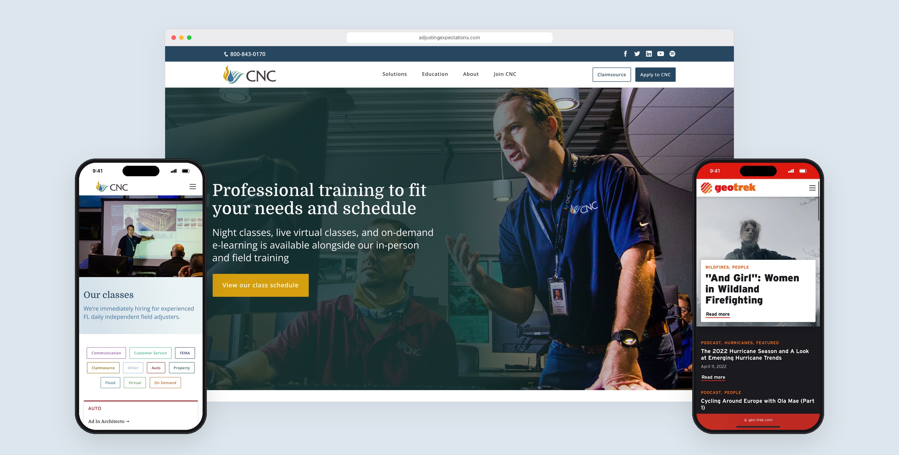 CNC website on desktop and mobile