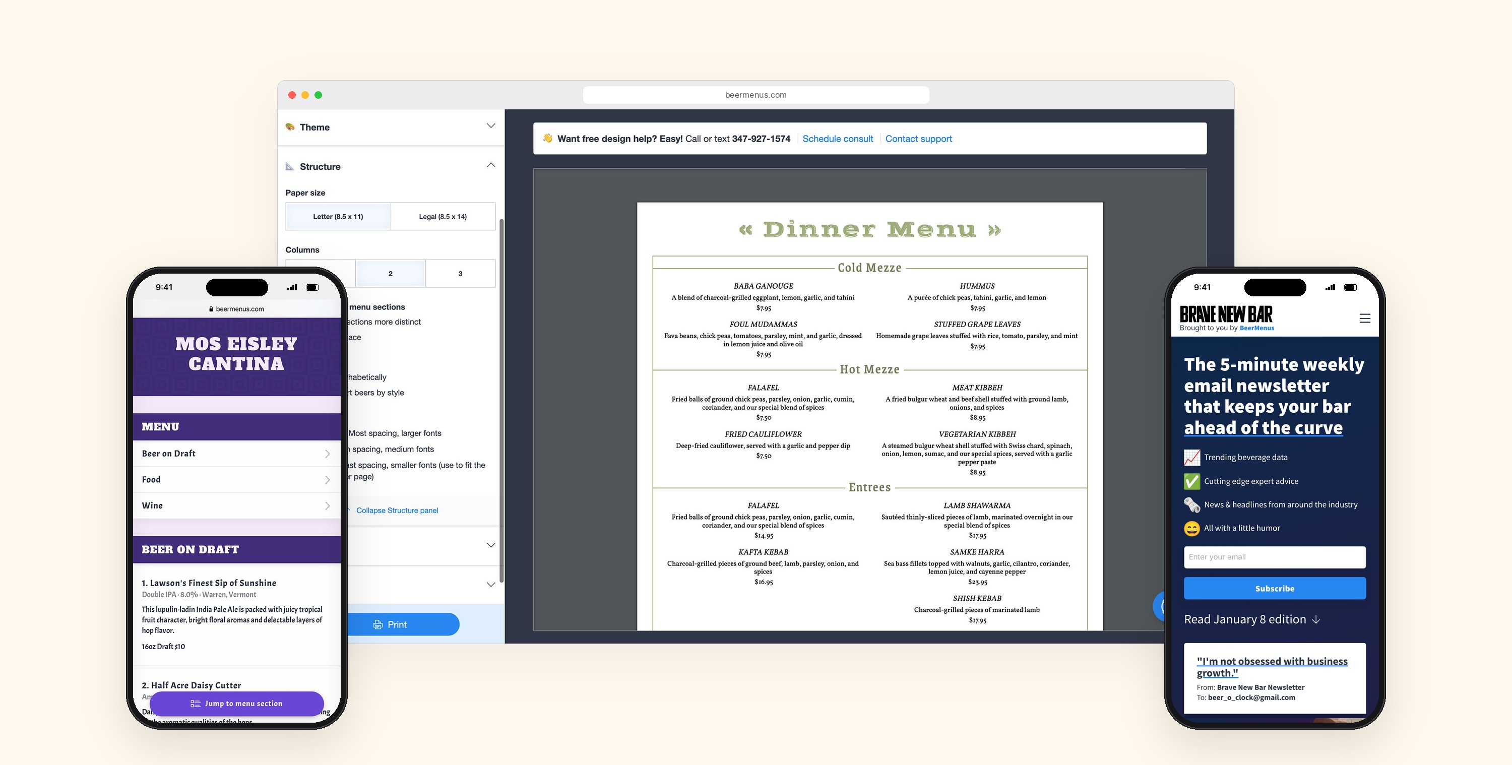 BeerMenus print menu themes