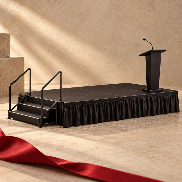 Conceptual service graphic of a stage riser and podium