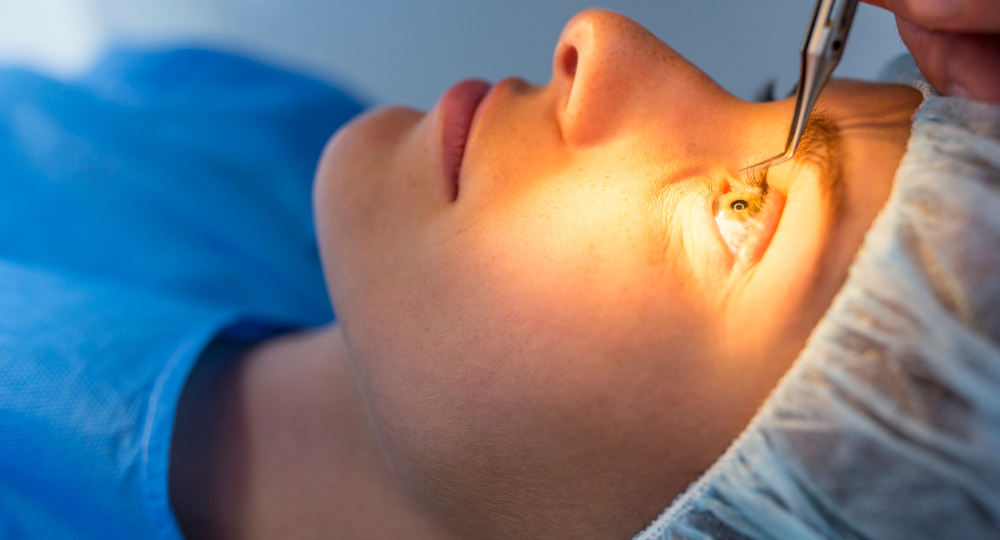 A patient is prepped for eye surgery