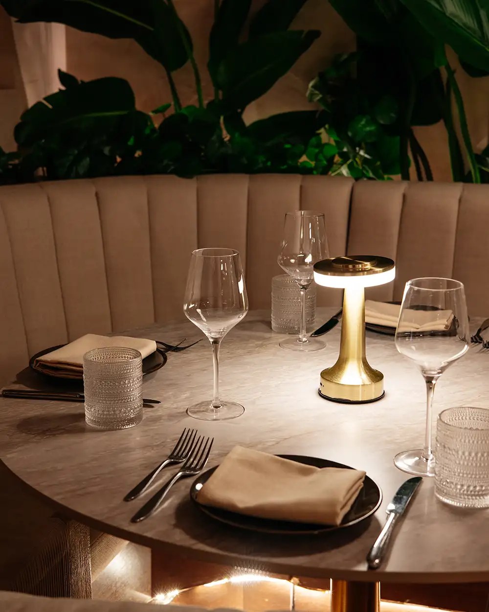 Candlelit booth table at AMAVI New York