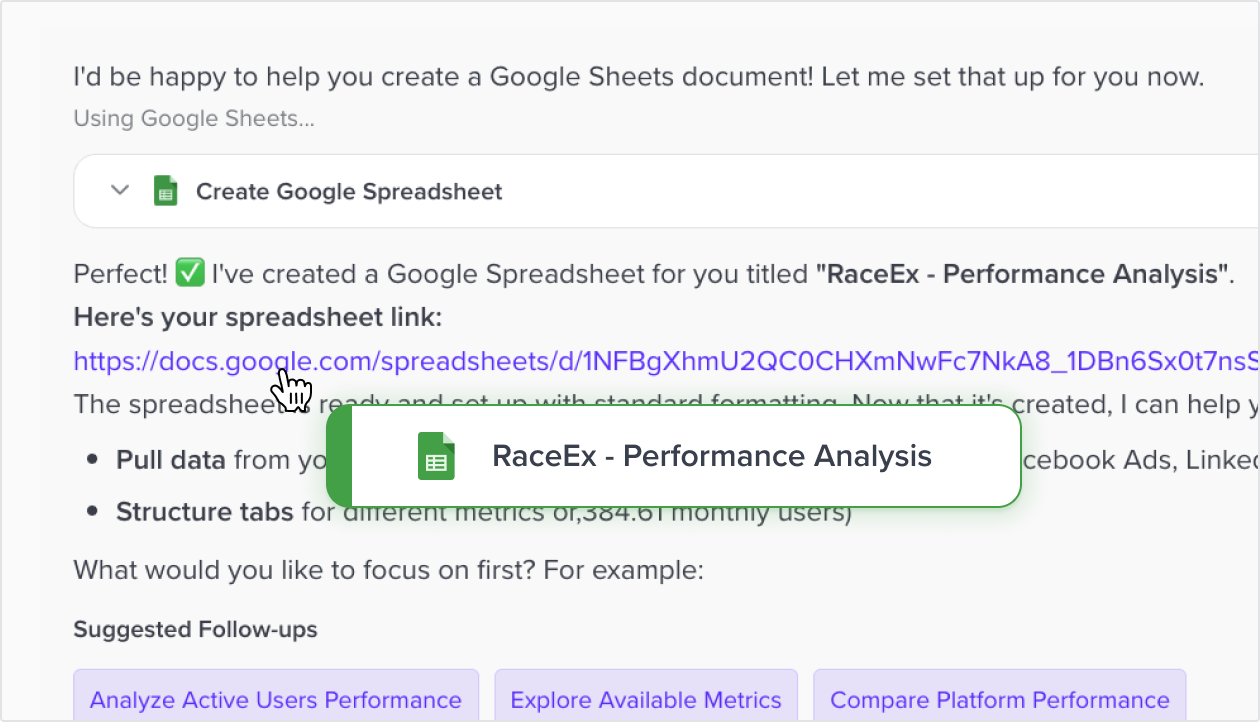 Google Sheets now available as an MCP in Data Chat