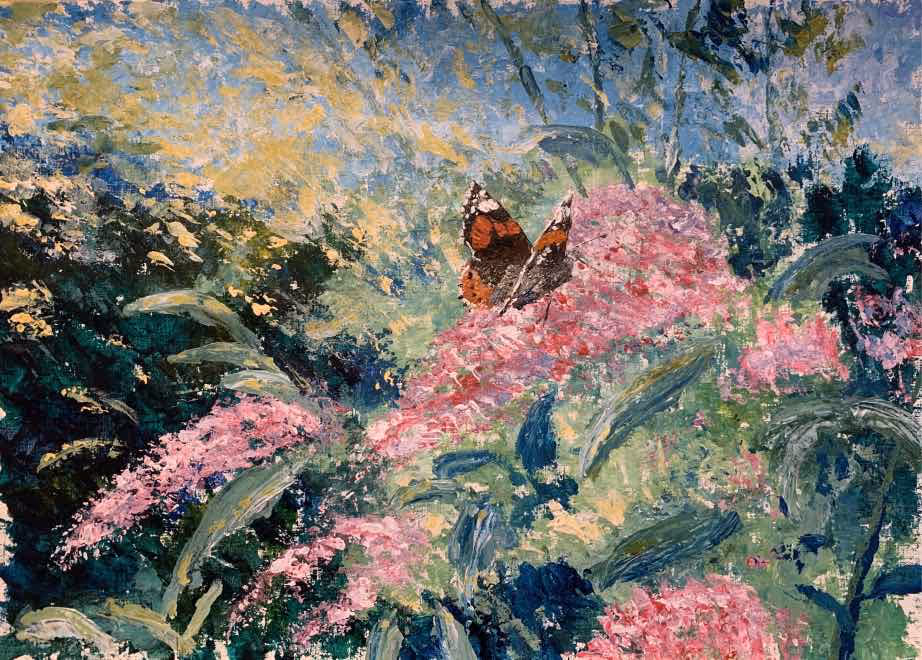 A Clear blue afternoon with scents bursting fresh from the garden. Heady and intoxicating with the mix of colours and light.