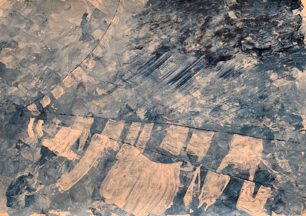 Palette knife/ card with acrylic on paper