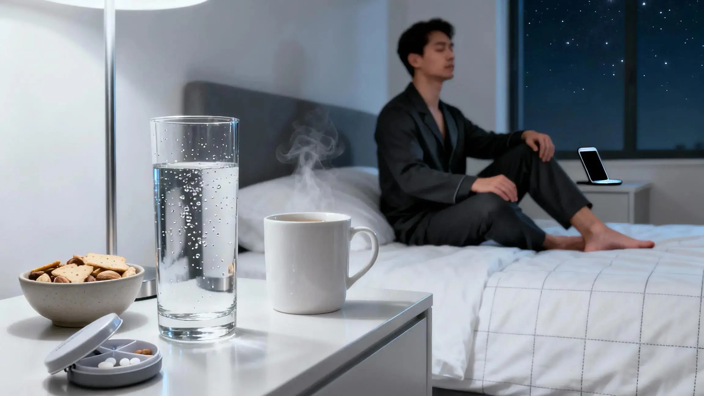 Person awake in bed after a night out, can’t sleep when hungover, seeking better rest tips