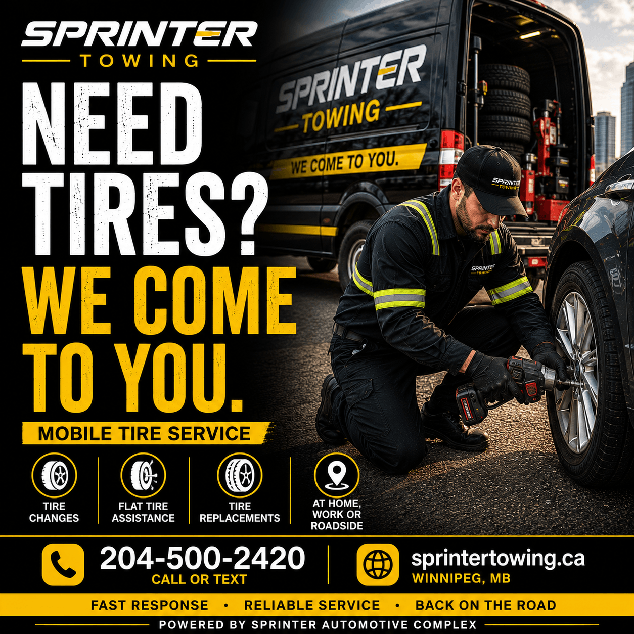 Need Tires? We Come To You