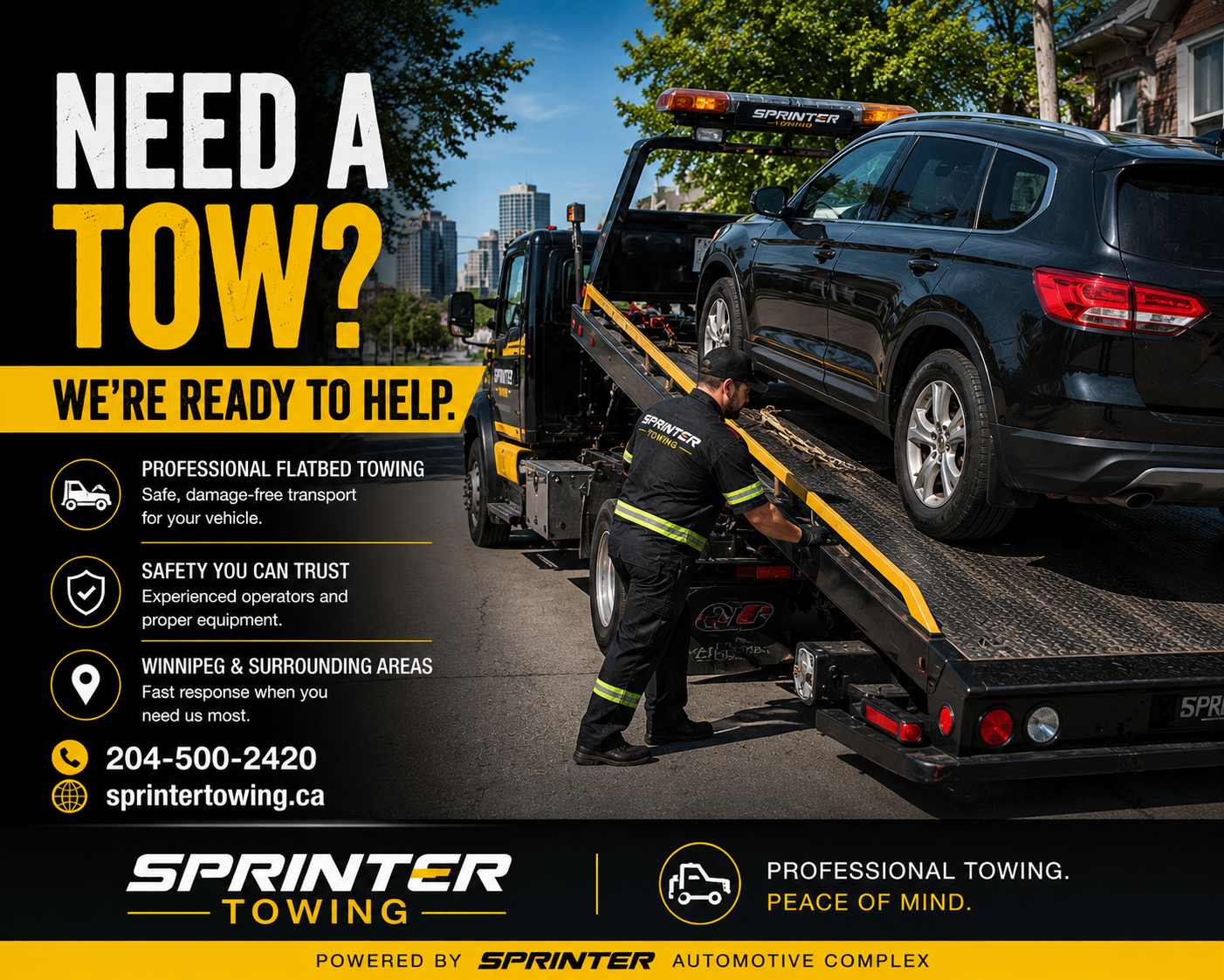 Professional Flatbed Towing in Winnipeg