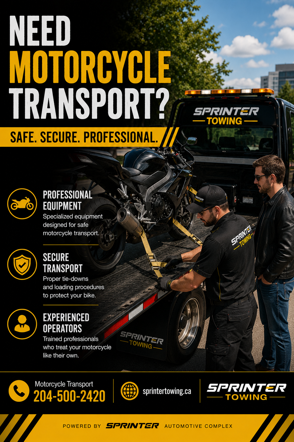 Professional Motorcycle Transport in Winnipeg