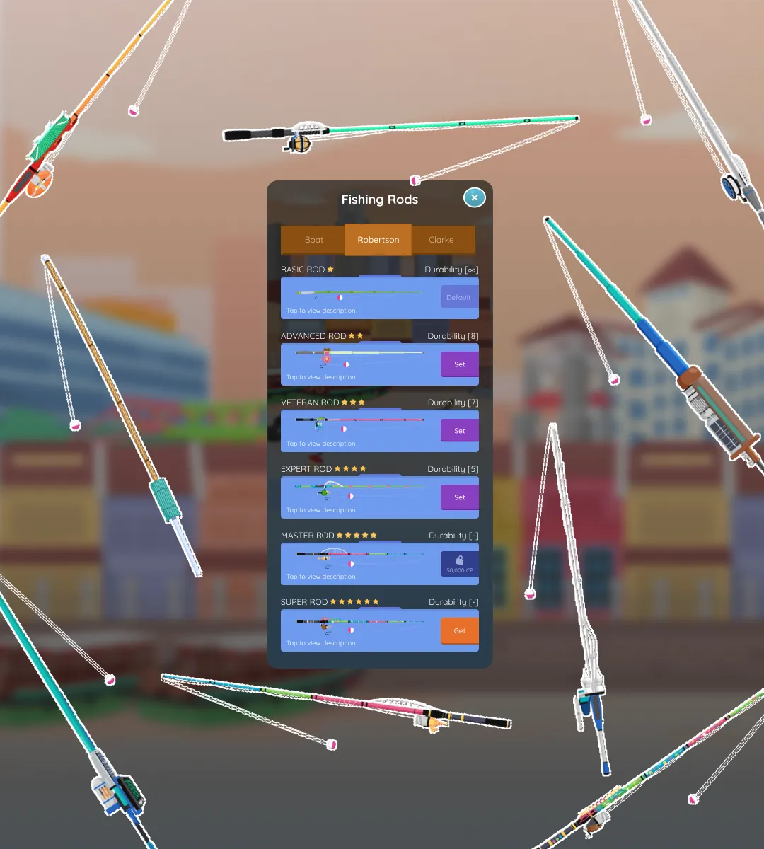 a bunch of different types of fishing rods