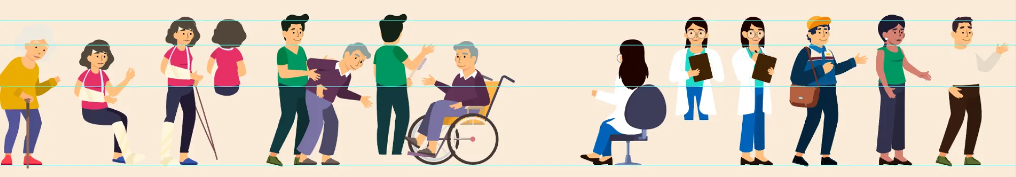 A character sheet from the motion graphic designed for AIC