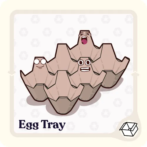 Character design for card game showing a stylized egg tray character