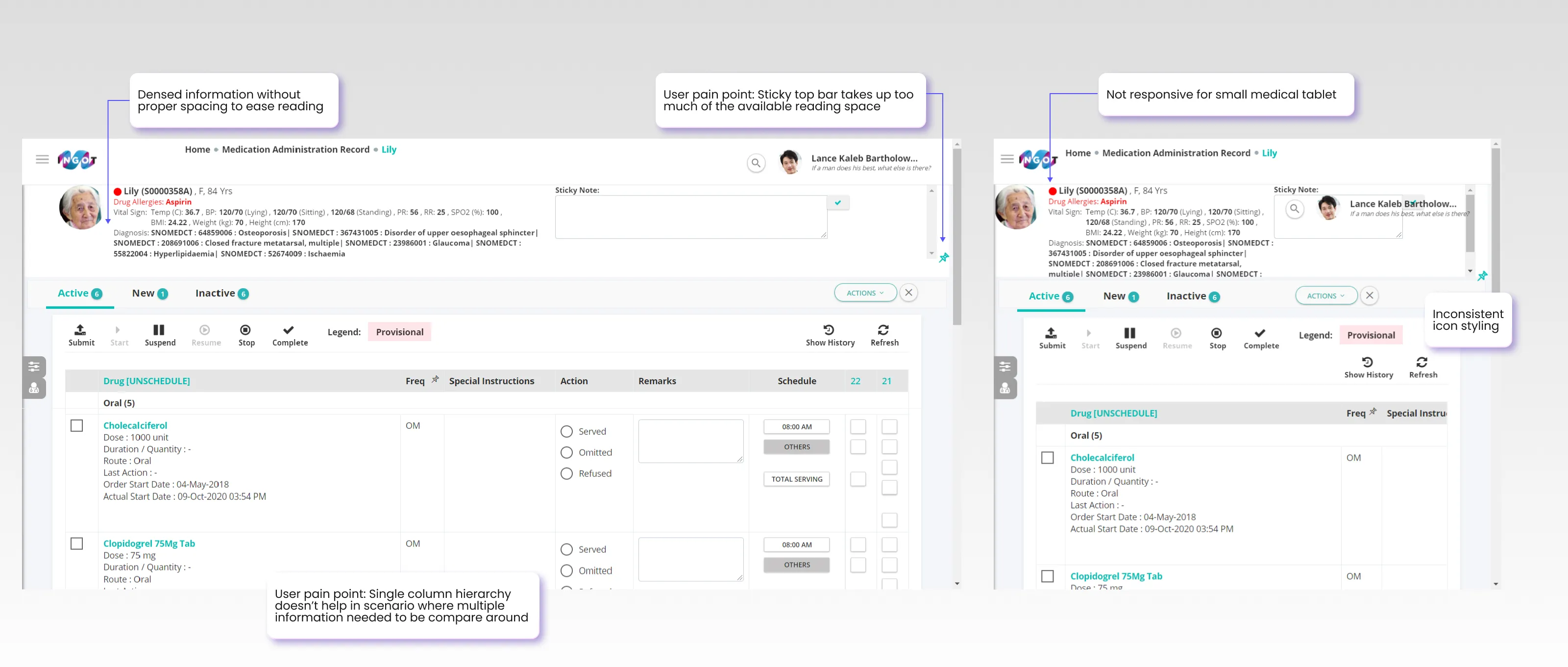 UI audit of the past interface