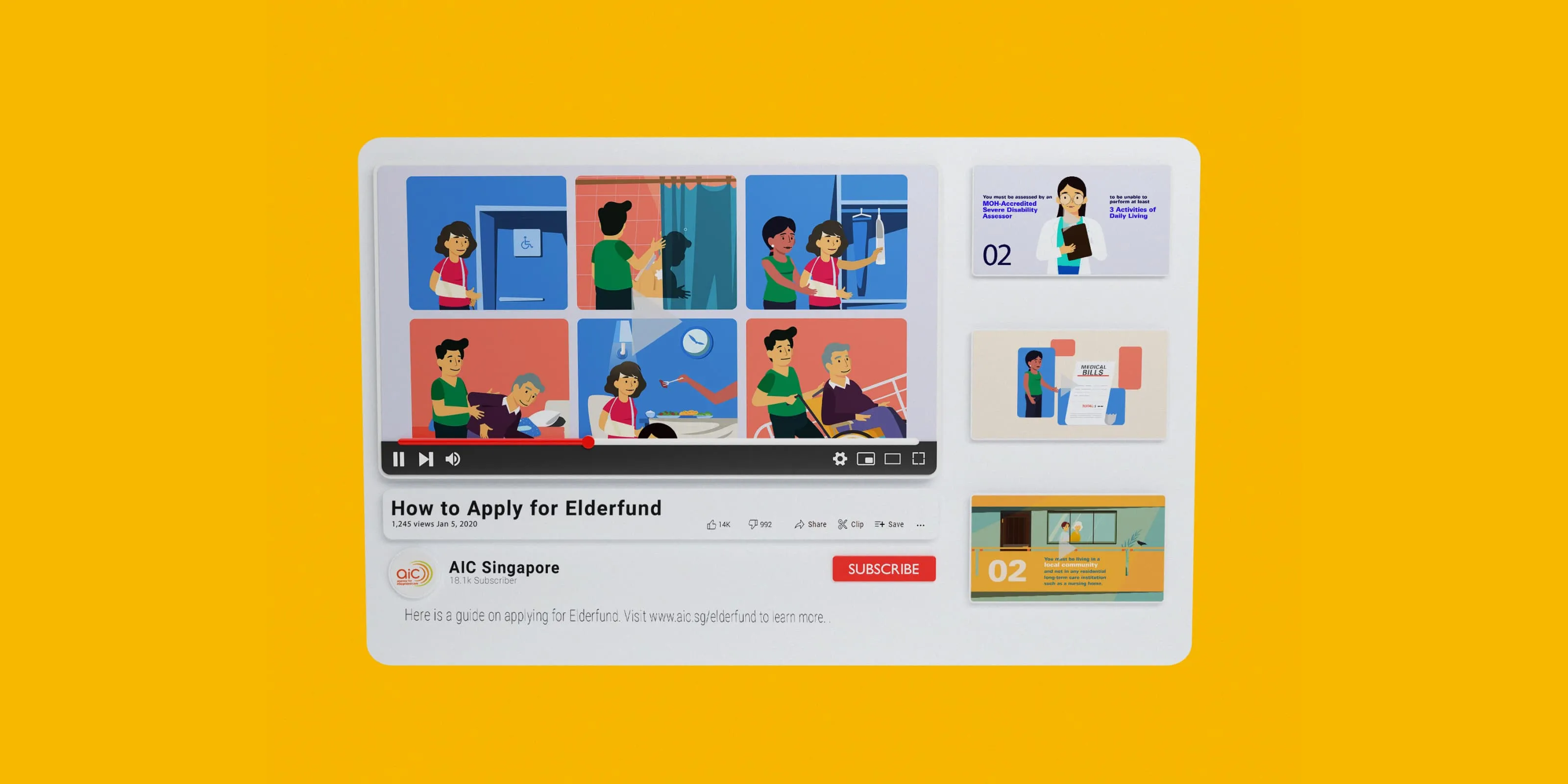 Full width image of AIC explainer video mockup