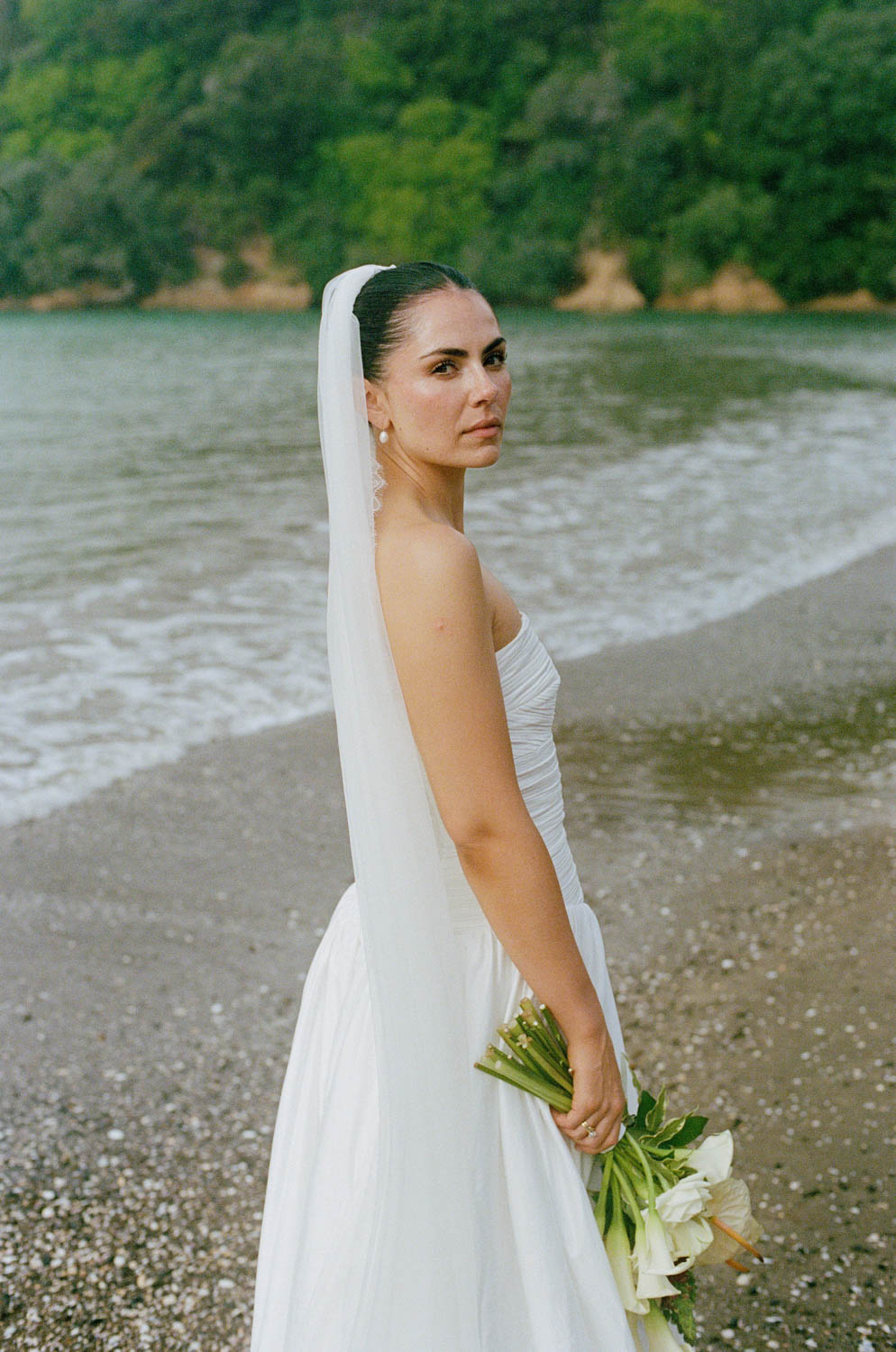 Beautiful bride portrait shot on 35mm film