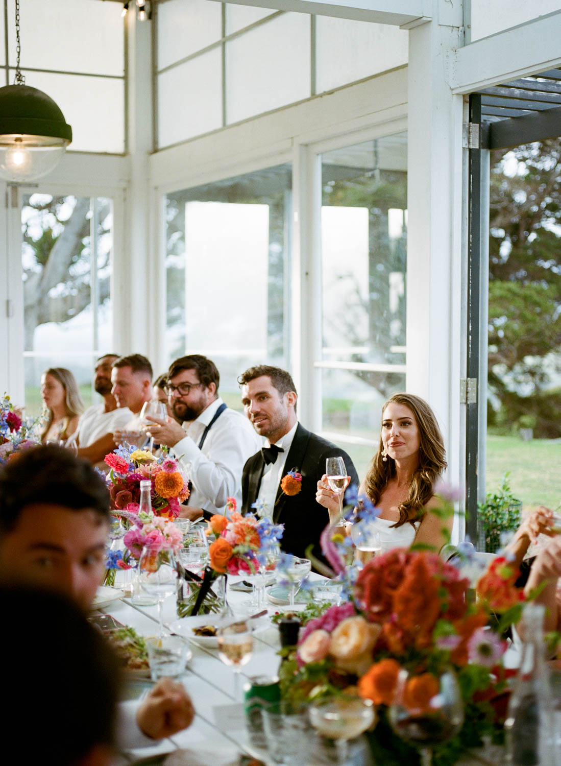 Analog photo of wedding reception at Batch Winery Waiheke Island
