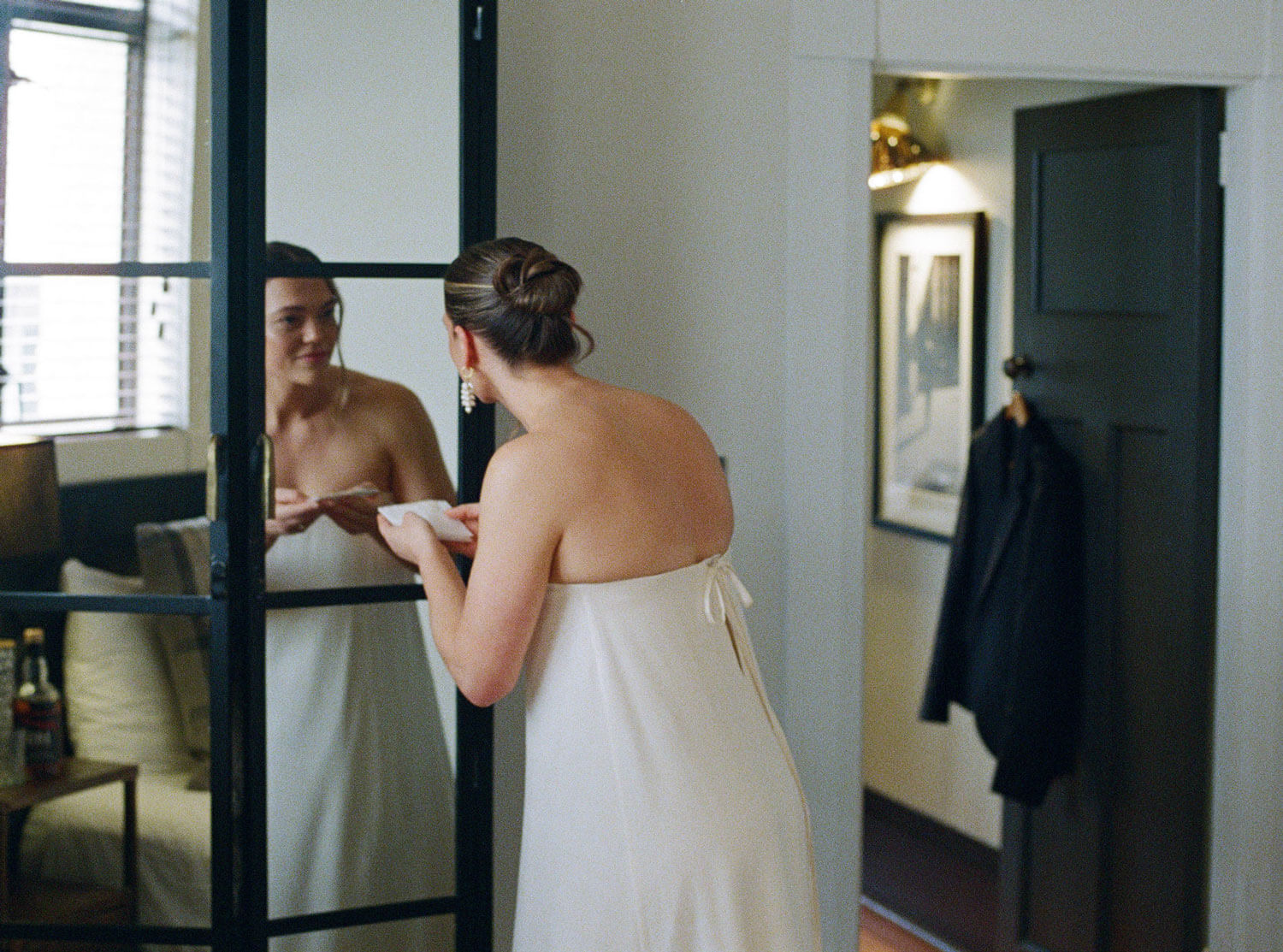Bride getting ready shot on 35mm film