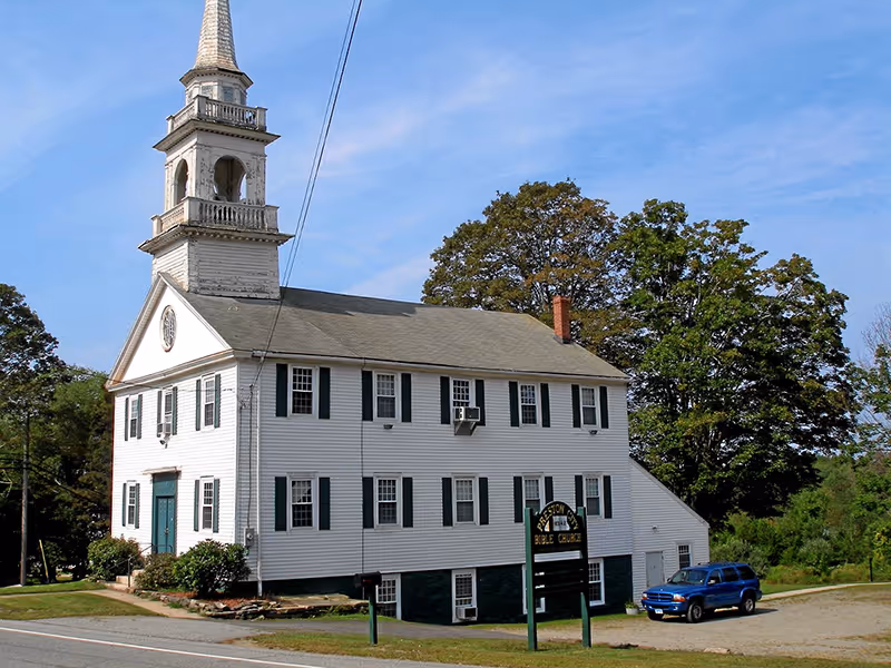 Preston City Bible Church building exterior at 293 Route 164 in Preston, CT