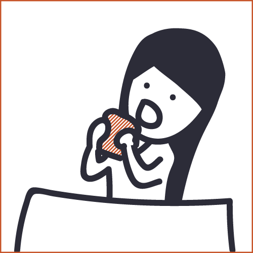 Amanda eats her sandwich