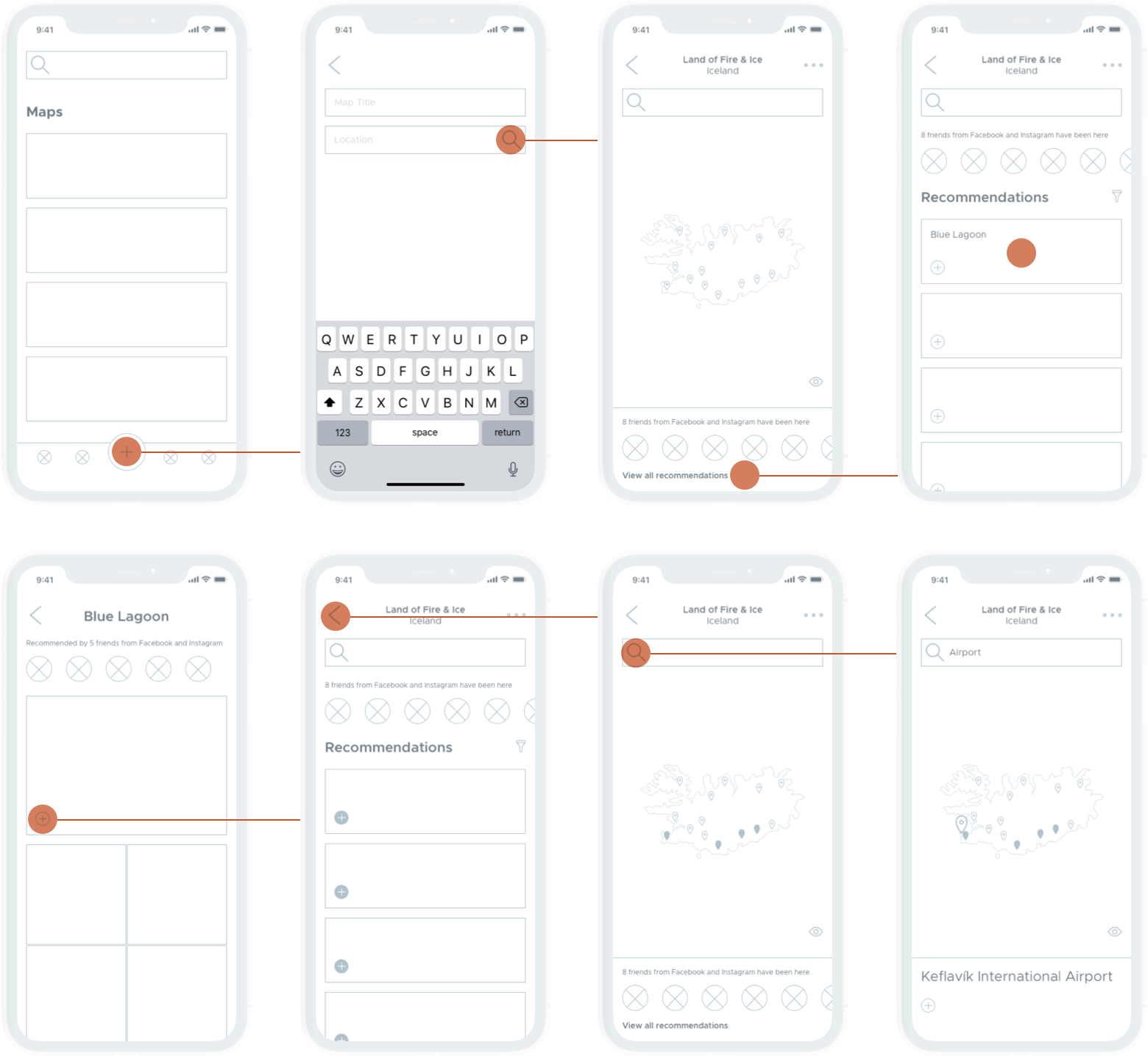Hitmap mobile app wireframes