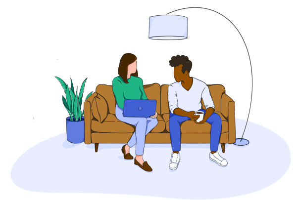 Appraisers team sitting on the coach