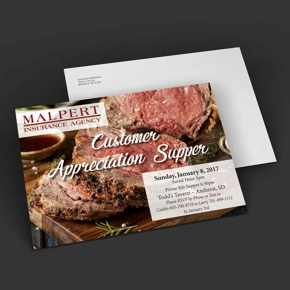 malpert insurance postcard - direct mail printing