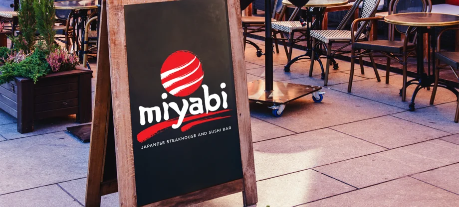 Miyabi restaurant sign mockup