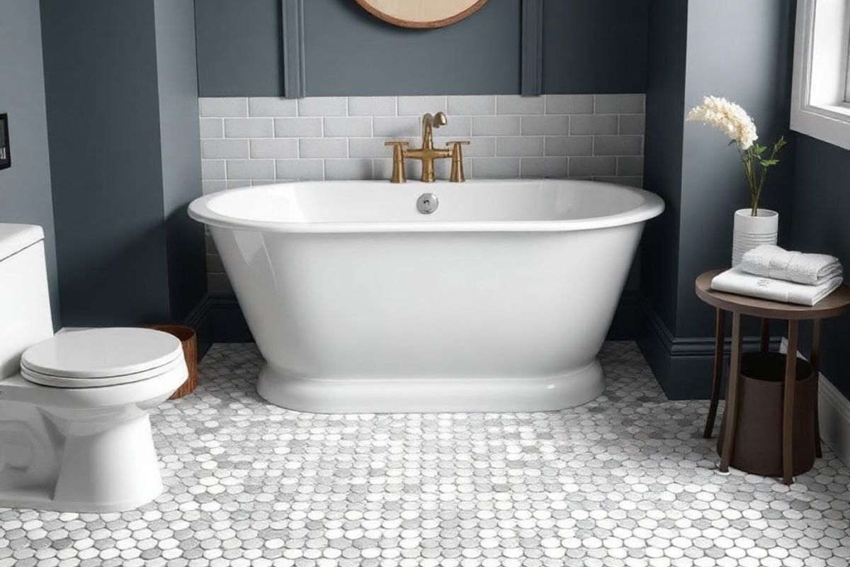 Charming Penny Tile Bathroom Designs