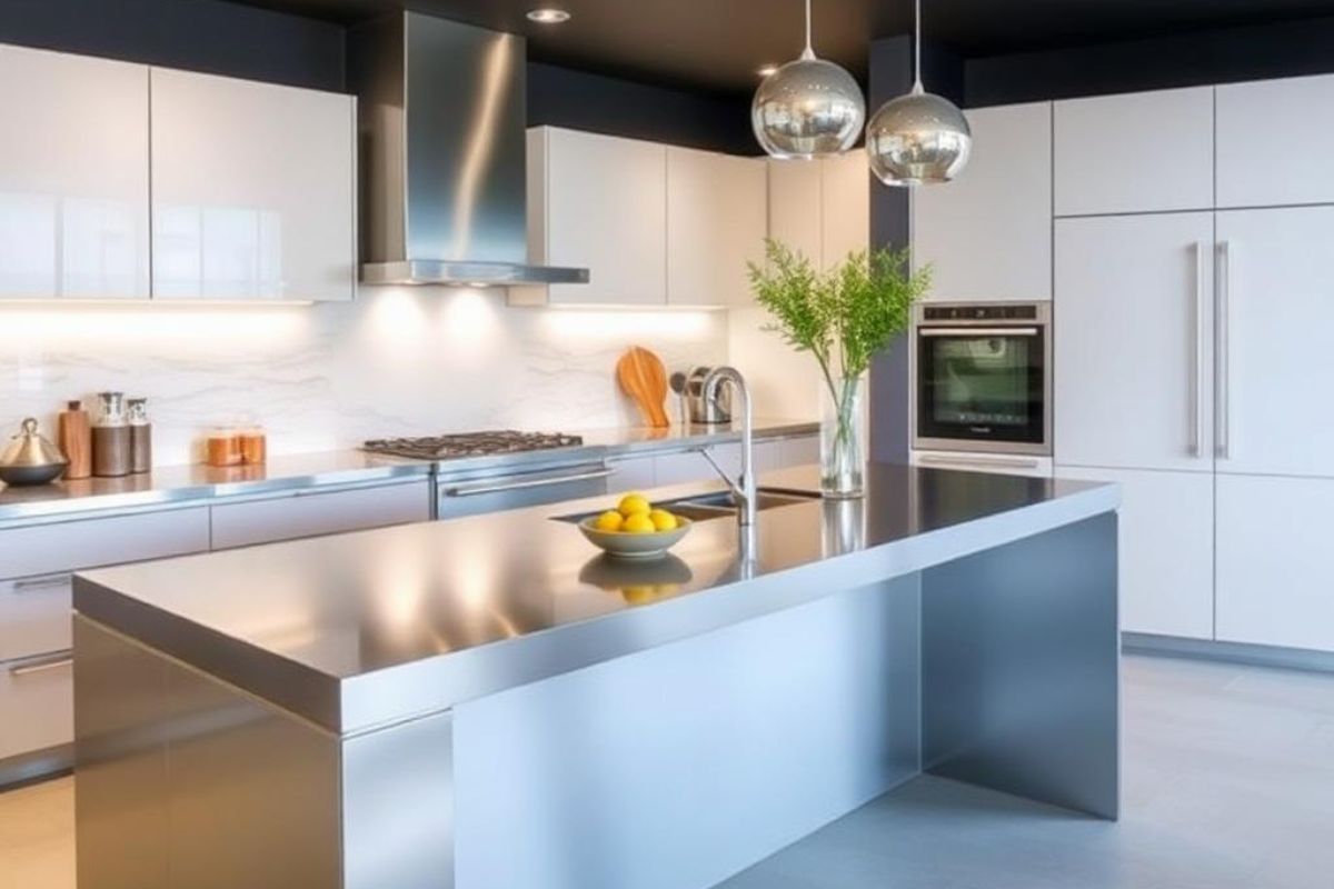 Sleek Stainless Steel Kitchen Benchtop Ideas