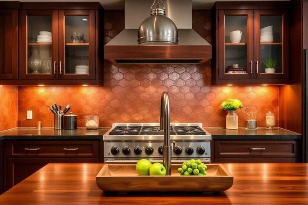 Rustic Copper Kitchen Backsplash Ideas for Warm Charm