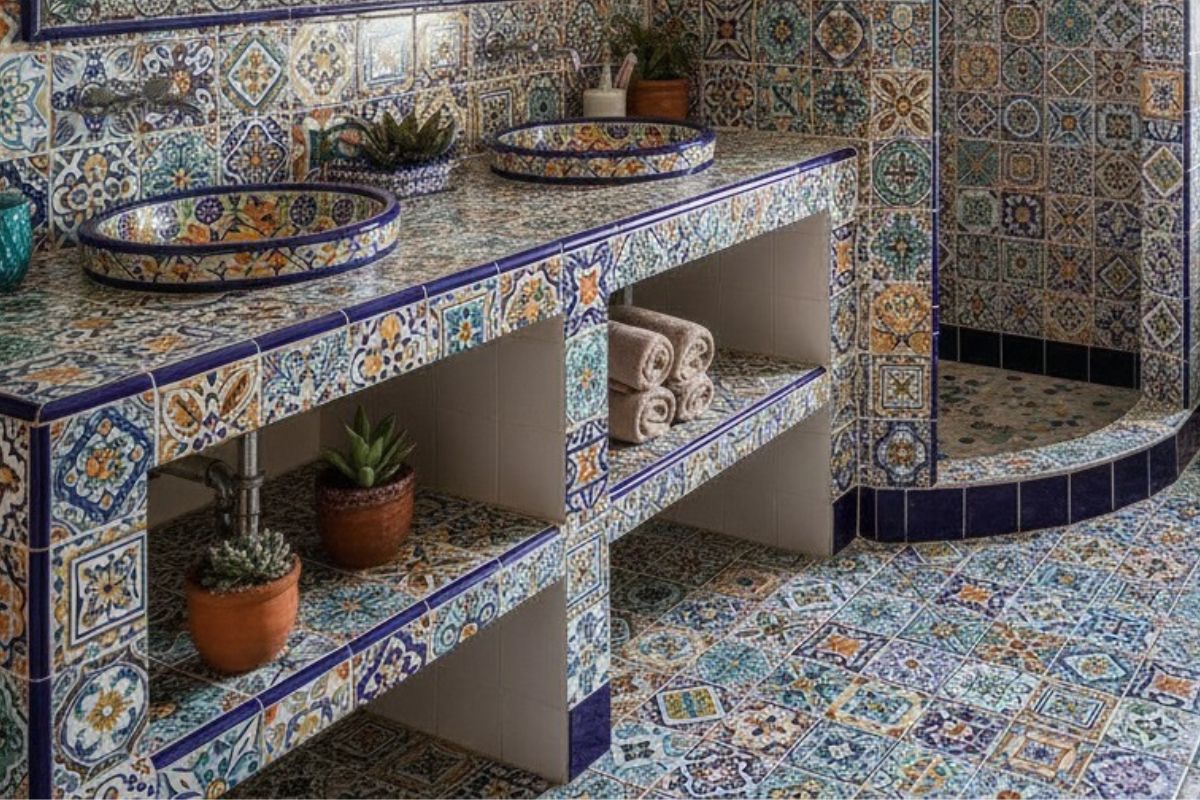 Colorful Mexican Tile Bathroom Designs