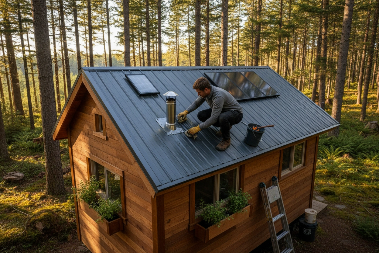 Professional image illustrating Tiny House Roof Maintenance Essentials