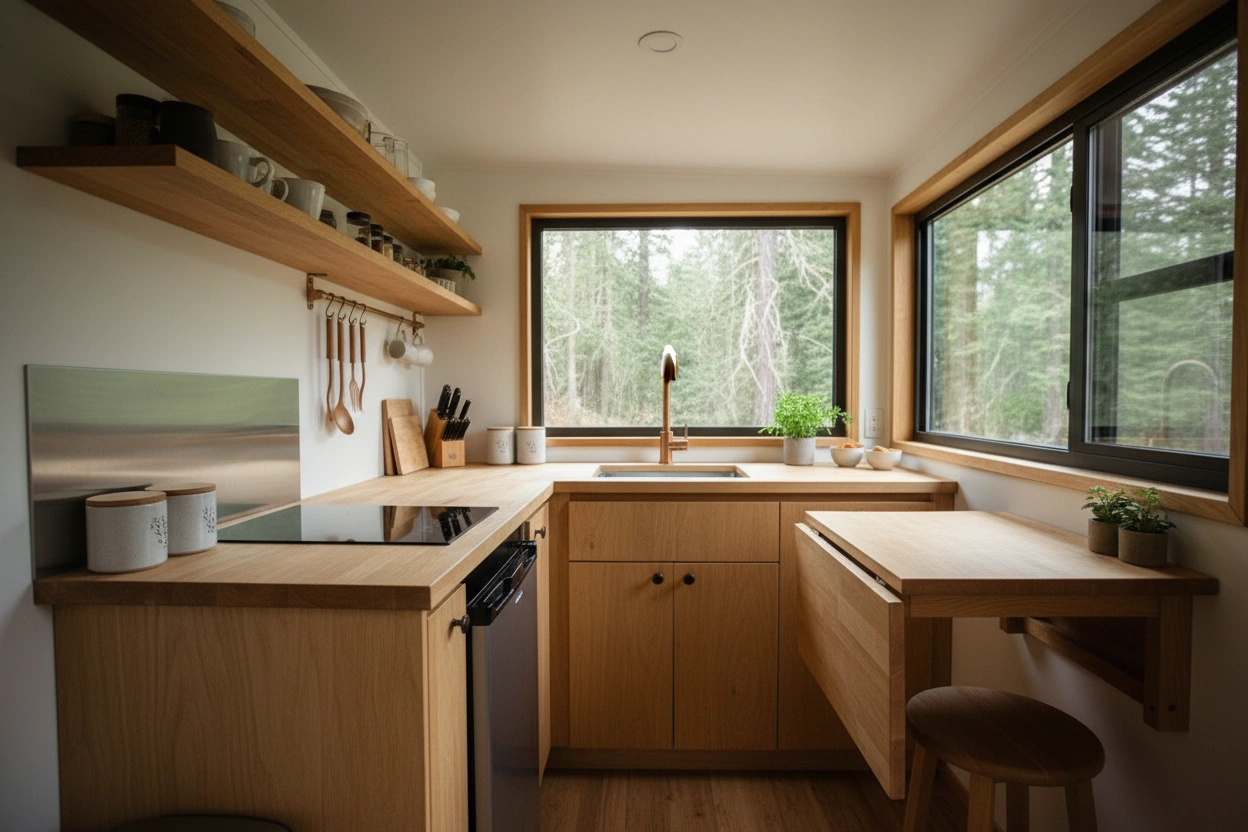 Professional image illustrating Understanding the Essentials of a Tiny House Kitchen