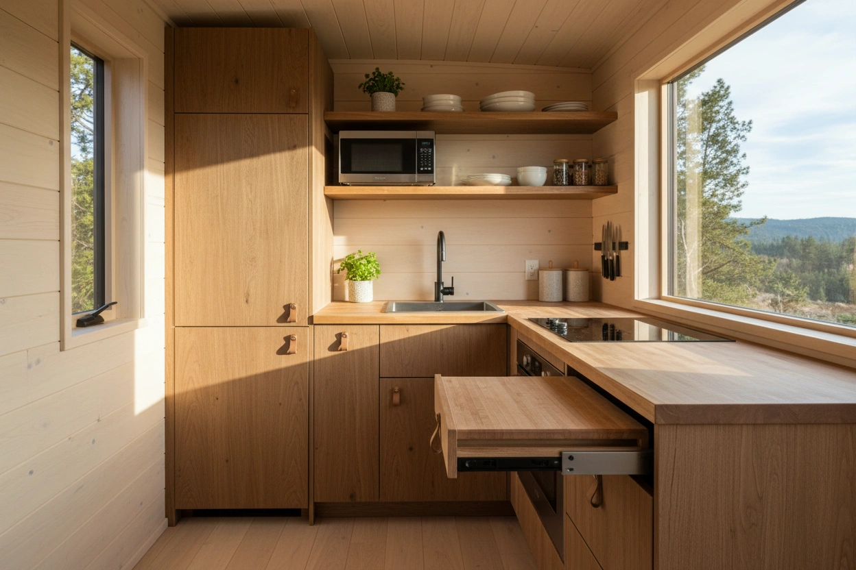 Professional image illustrating Innovative Tiny House Kitchen Ideas