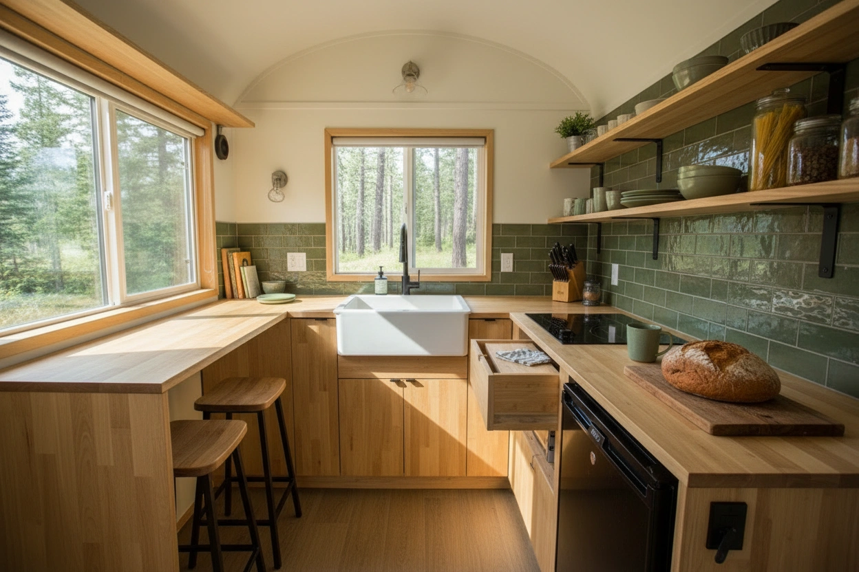 Professional image illustrating Top 10 Cozy Tiny House Kitchen Ideas