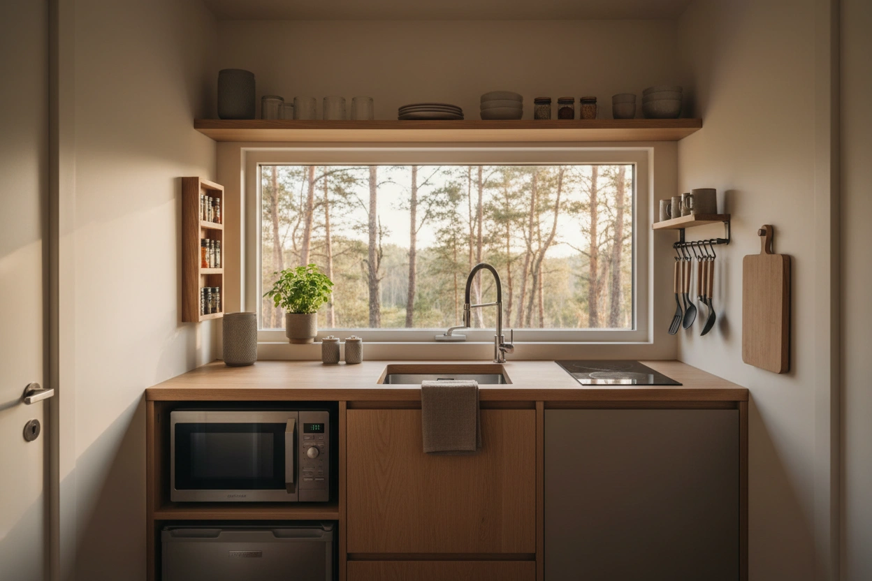 Professional image illustrating The Importance of Space Optimization in Tiny House Kitchens