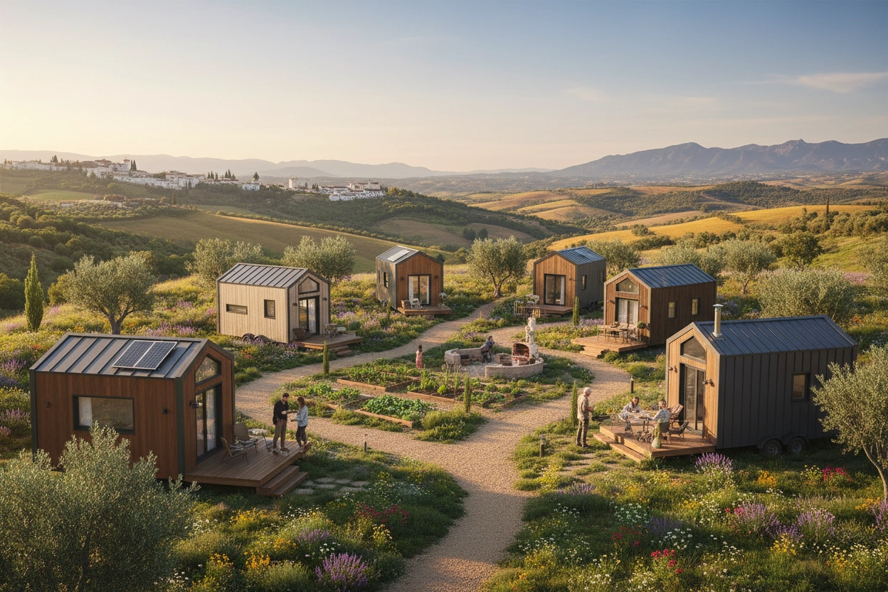 Professional image illustrating Top 10 Tiny House Communities in Spain