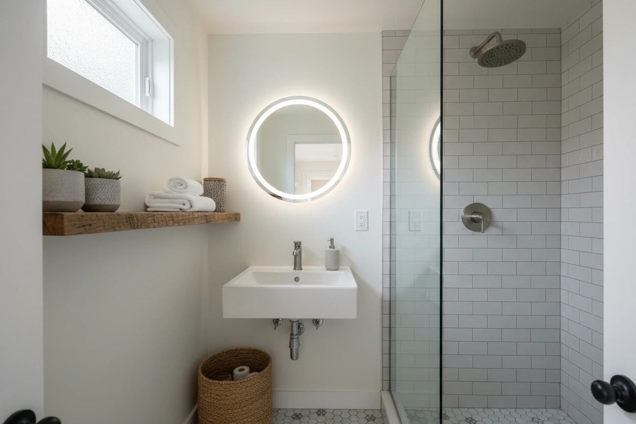 Professional image illustrating Affordable Upgrade Ideas for Your Tiny House Bathroom