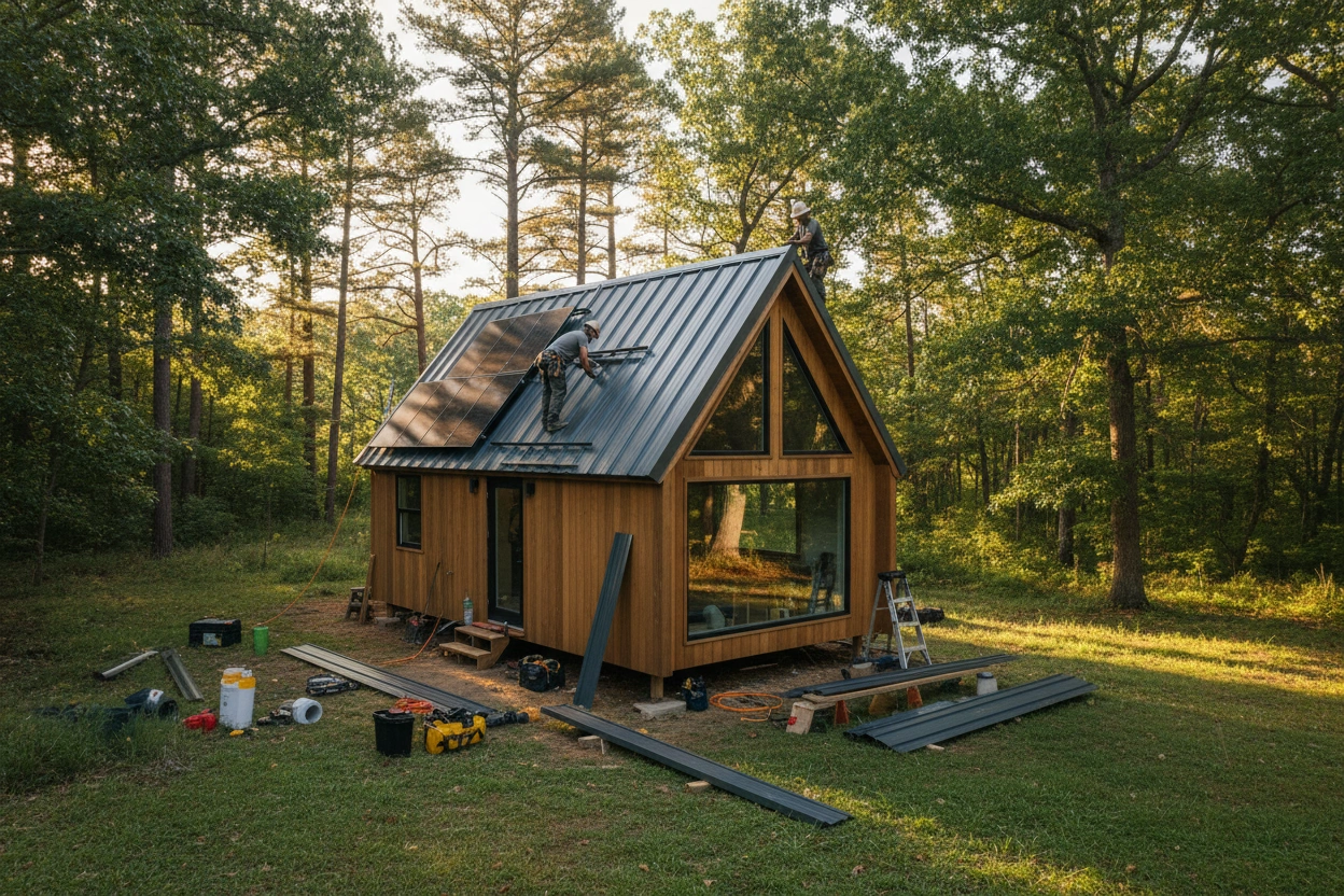 Professional image illustrating Steps to Install Tiny House Roofing
