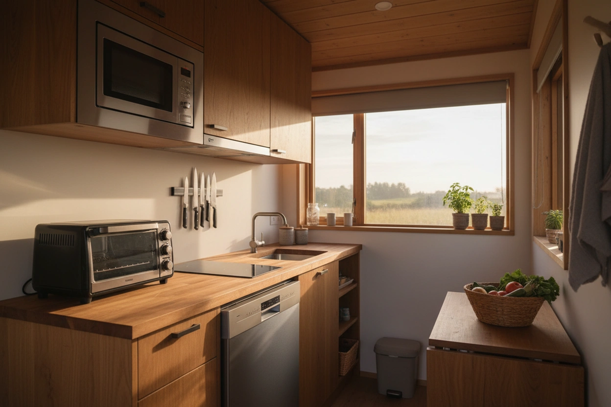 Professional image illustrating Top 10 Space-Saving Appliances for Tiny Kitchens