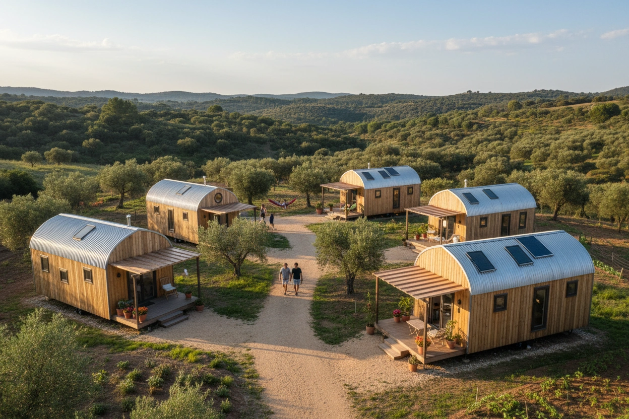 Professional image illustrating Top 10 Tiny House Communities in Spain