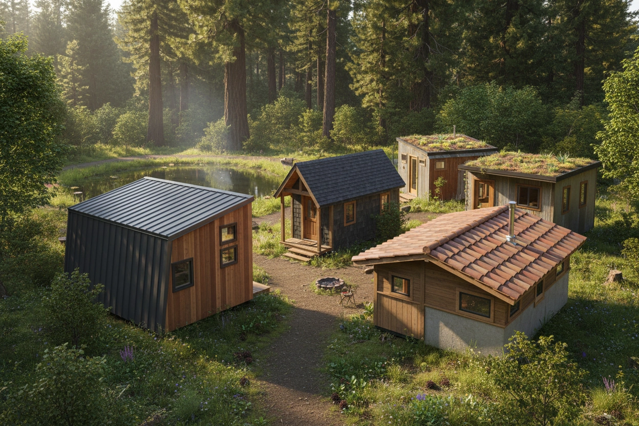 Professional image illustrating Top 5 Roofing Types for Tiny Homes