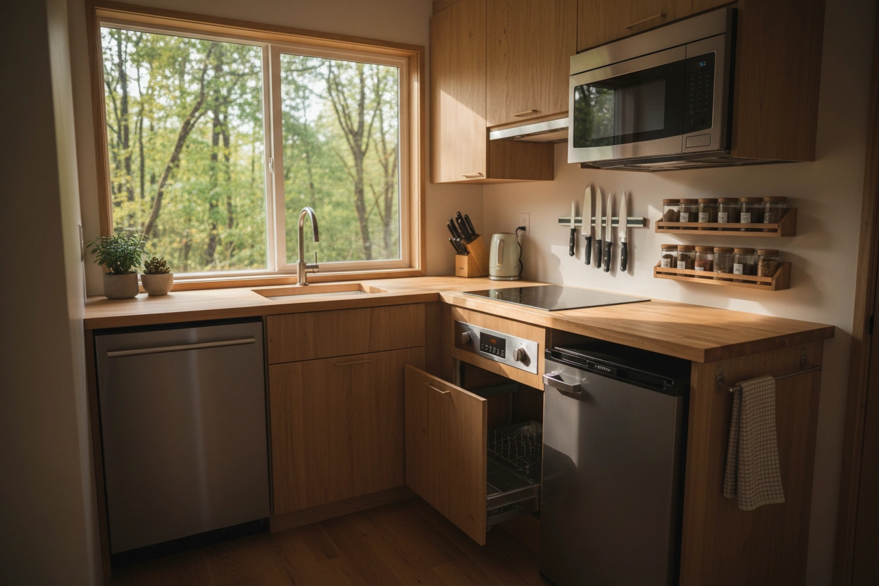 Professional image illustrating Top 10 Space-Saving Appliances for Tiny Kitchens